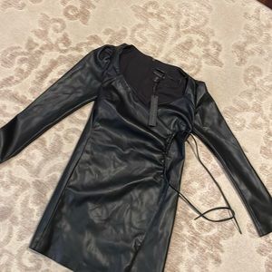 Vegan leather wrap dress
